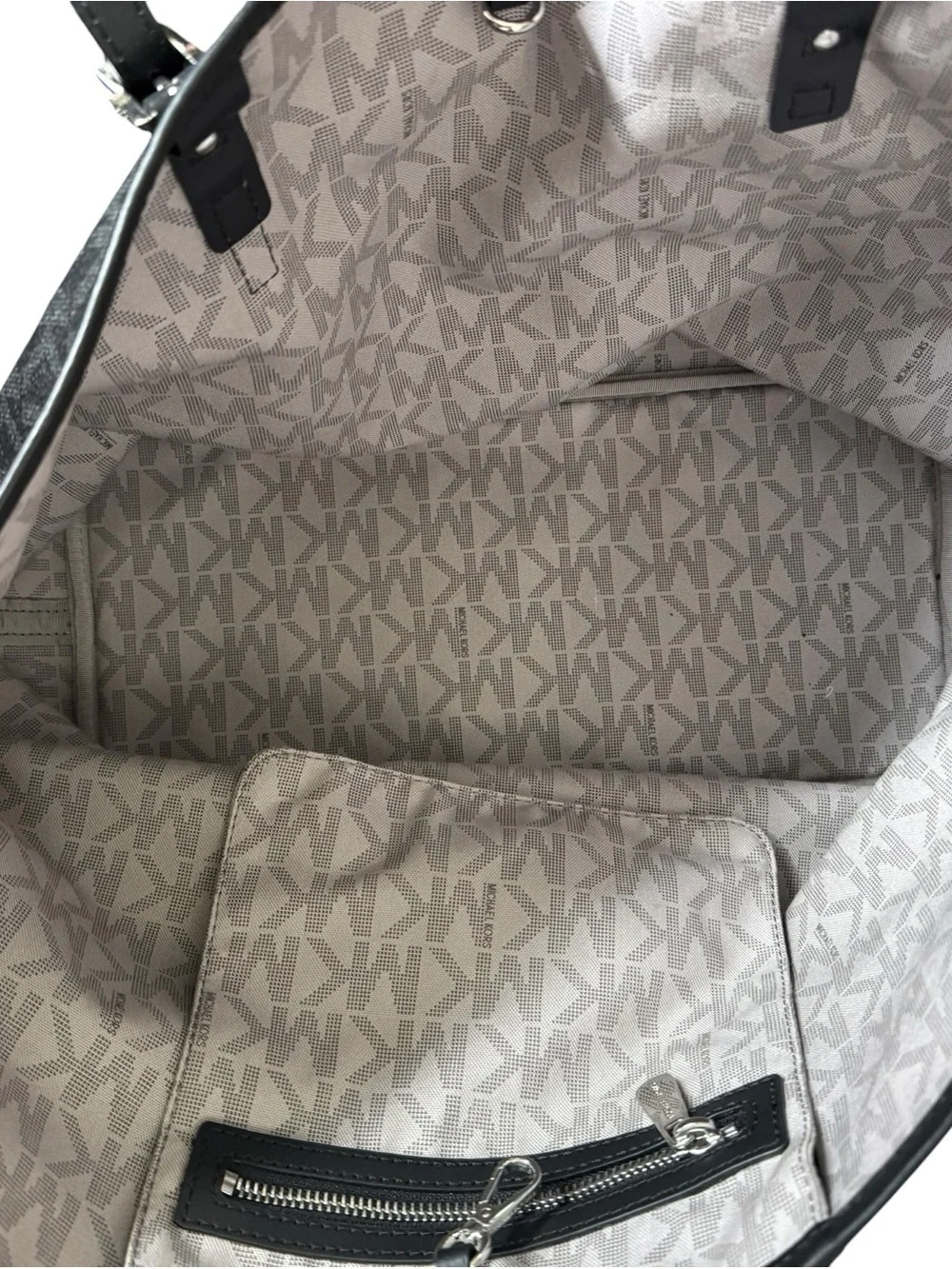 Michael Kors Jet Set Travel Large Tote Black MK Signature Logo Shoulder Bag
